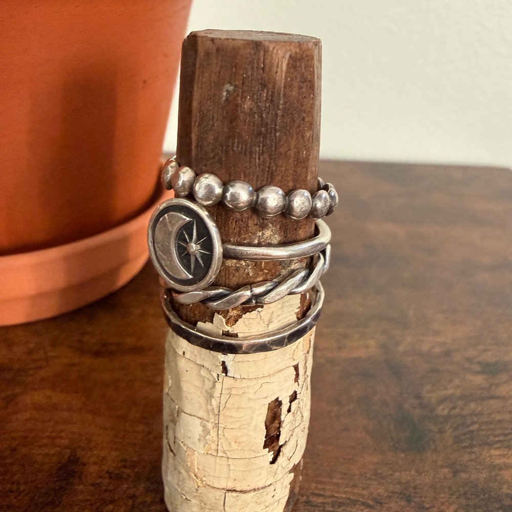 Silver Stacking Ring Set Handcrafted Size 7 - image 6